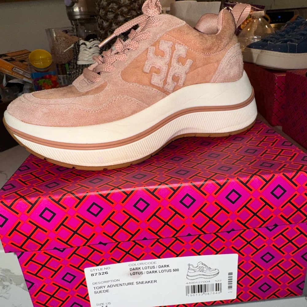 Tory Burch Women's Pink Suede Sneakers